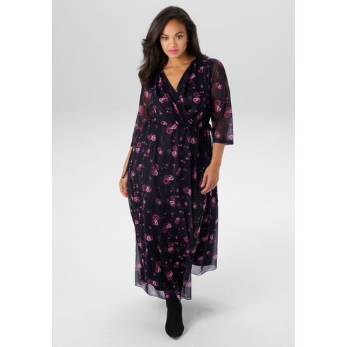 Midikleid ANISTON PLUS, Damen, Gr. 44, N-Gr, schwarz, rose, bordeaux, Mesh, Jersey, Obermaterial: 95% Polyester, 5% Elasthan. Futter: 100% Polyester, gemustert, Mesh, feminin, figurumspielend knöchelfrei, Kleider, In Mesh Qualität - NEUE KOLLEKTION