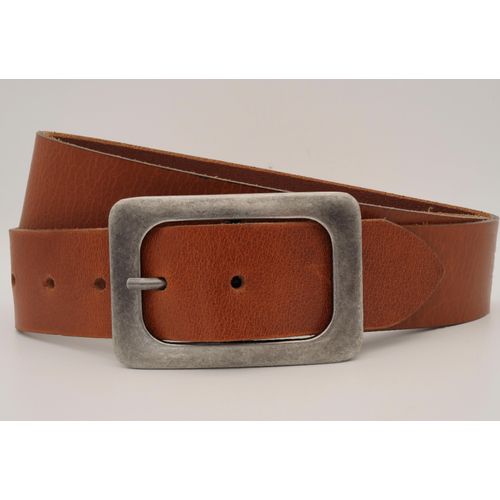 Ledergürtel ANNAMATONI, Damen, Gr. 105, braun (cognac), Rindsleder, casual, Gürtel, mit silbener Schließe