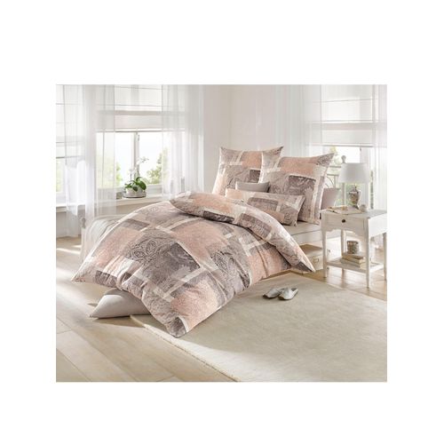 Bettwäsche BIBERNA Gr. 1, beige (taupe), B/L: 135cm x 200cm, 3 tlg., Feinbiber, Feinbiber, B/L: 80cm x 80cm, Feinbiber, 100% Baumwolle, Bettwäsche