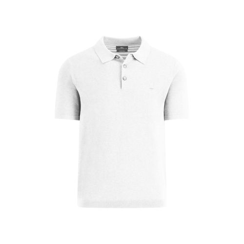 Poloshirt FYNCH-HATTON, Herren, Gr. XXXL, weiß (new sanftes weiß), Jersey, Obermaterial: 100% Baumwolle, unifarben, casual, regular fit taillenbedeckt, Langarm gerader Abschluss, Shirts, mit Logo Stickerei