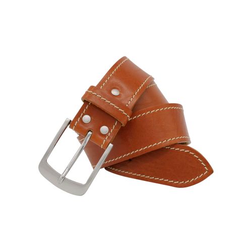 Ledergürtel ANNAMATONI, Damen, Gr. 100, braun (cognac), Rindsleder, unifarben, klassisch,modisch,sportlich, Gürtel, Vollrindleder, Kontrastnaht