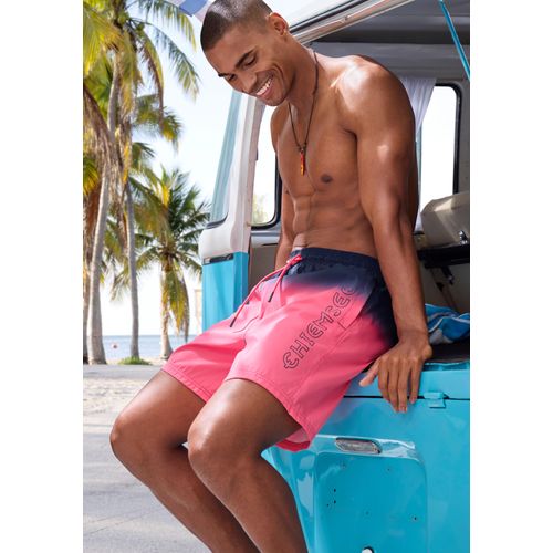 Badehose CHIEMSEE, Herren, Gr. M (50), N-Gr, blau (marine, pink), Recycling-Polyester, Farbverlauf, Badehosen, mit modernem Farbverlauf