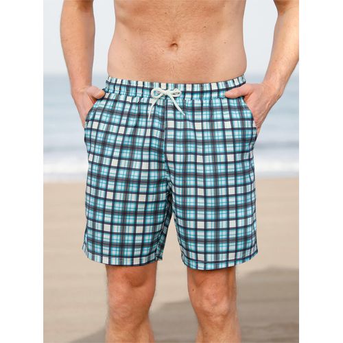 Badeshorts FEEL GOOD, Herren, Gr. 6, Normalgrößen, bunt (marine, zitrone, kariert), Polyester, Badehosen