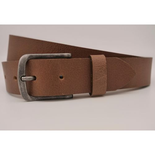 Ledergürtel ANNAMATONI, Damen, Gr. 105, grau (taupe), Rindsleder, casual, Gürtel, mit silberner Schließe