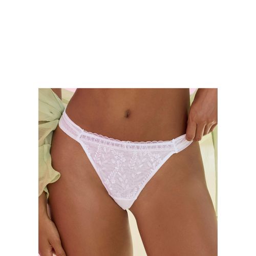 String LASCANA, Damen, Gr. 44/46, weiß, Mesh, Obermaterial: 83% Polyamid, 9% Polyester, 8% Elasthan, Unterhosen, aus Mesh mit zarter, glänzender Blumenstickerei