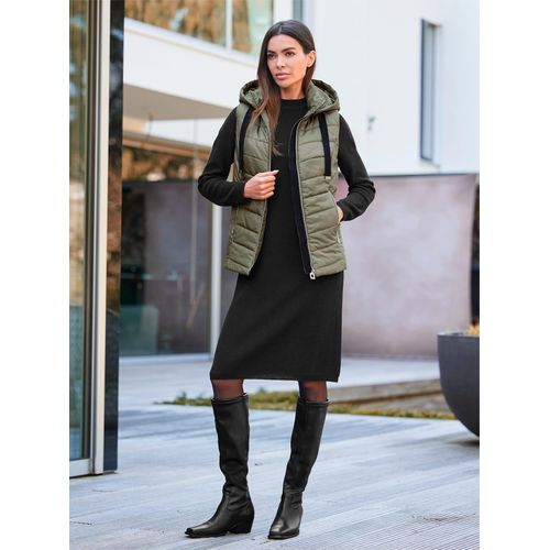 Steppweste HEINE, Damen, Gr. 44, grün (khaki), 100% Polyester, Kapuzenfutter:100% Polyester, Wattierung:100% Polyester, unifarben, Westen