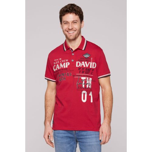 Poloshirt CAMP DAVID, Herren, Gr. L, nautical rot, Material: 100% Baumwolle, bedruckt, bestickt, casual, regular fit normal, Kurzarm eingesetzt Bündchen, Shirts, aus Baumwolle