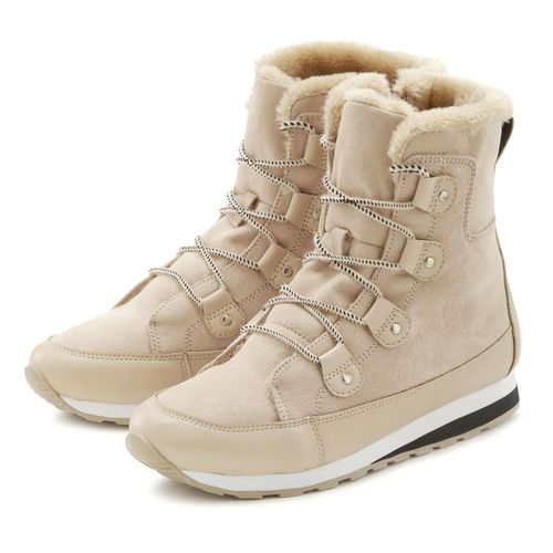 Stiefelette VIVANCE, Damen, Gr. 35, beige, Obermaterial: 50% Lederimitat, 50% Textilmaterial. Futter: 100% Textilmaterial. Decksohle: 100% Textilmaterial. Laufsohle: 100% Synthetik, casual, Schuhe, mit Warmfutter, Winterstiefel, Stiefel, Boots VEGAN