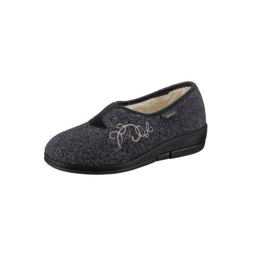 Hausschuh FISCHER, Damen, Gr. 36, grau (anthrazit), Textil, Schuhe
