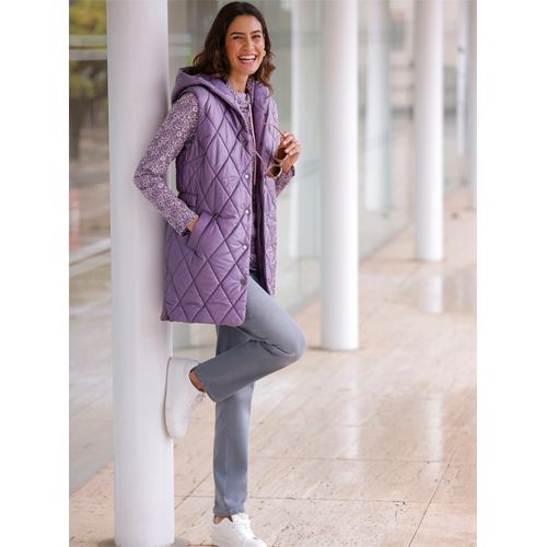 Steppweste INSPIRATIONEN, Damen, Gr. 42, lila (feige), 55% Polyester, 45% Polyamid, unifarben, Westen