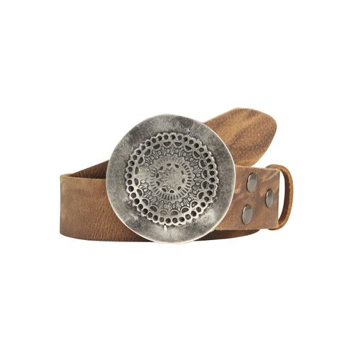 Ledergürtel, Damen, Gr. 80, braun (cognac), Leder, RETTUNGSRING BY SHOWROOM 019, unifarben, modisch,casual, Gürtel, mit austauschbarer Schließe »Rund Gewellt«