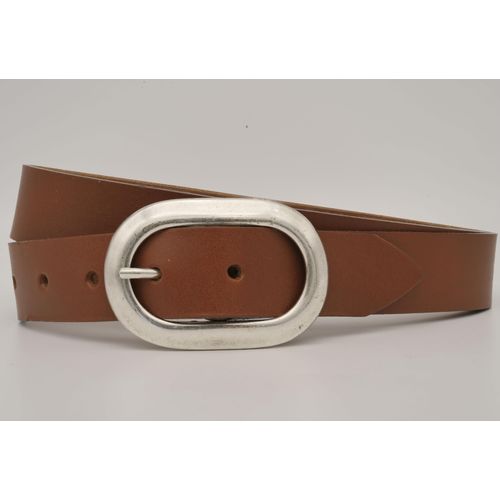 Ledergürtel ANNAMATONI, Damen, Gr. 105, braun (cognac), Rindsleder, casual, Gürtel, mit silberner ovaler Schließe