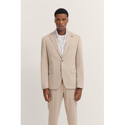 Anzugsakko BUGATTI, Herren, Gr. 52, 30, beige, 66% Polyester, 21% Viskose, 10% Polyamid, 3% Elasthan, unifarben, elegant, normal, Langarm Manschette, Sakkos, mit Stretchfunktion