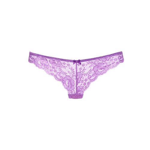 String LASCANA, Damen, Gr. 44/46, lila (orchidee), Spitze, Obermaterial: 90% Polyamid, 10% Elasthan, körpernah, Unterhosen, aus schöner Vollspitze und Schleife