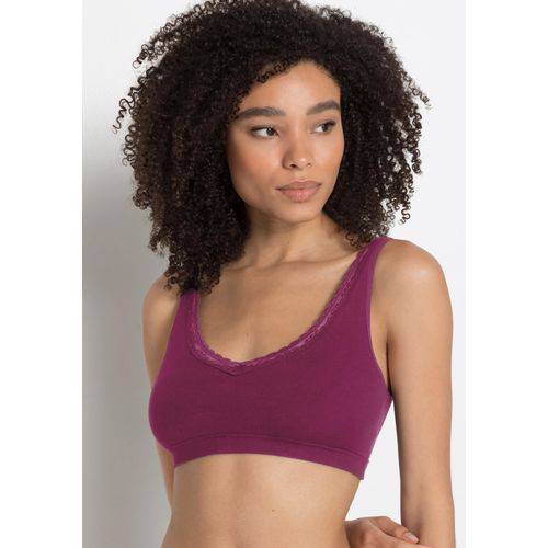 Bustier S.OLIVER, Damen, Gr. 36/38, N-Gr, rot (bordeaux), Feinripp, Spitze, Obermaterial: 95% Baumwolle, 5% Elasthan. Spitze: 90% Polyamid, 10% Elasthan, unifarben, casual, Basic, BHs, aus feiner Spitze