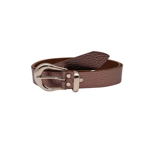 Ledergürtel ANNAMATONI, Damen, Gr. 80, grau (taupe metallic), Rindsleder, unifarben, modisch, Gürtel