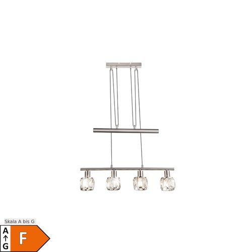 LED Hängeleuchte, Glaskristalle klar, Chrom, L 60 cm, KRIS