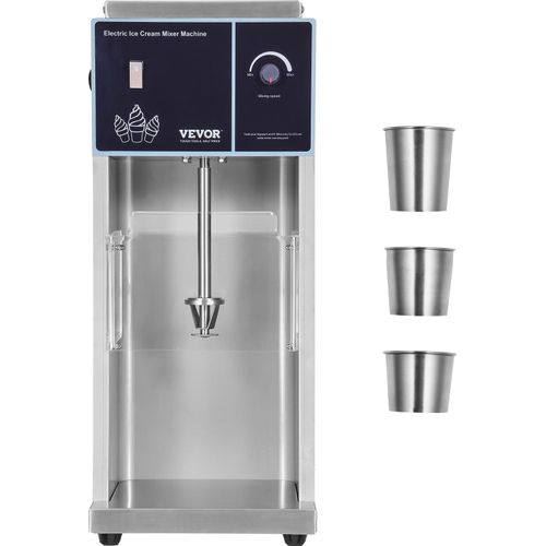 VEVOR Eiscreme-Mixer, 400 W Hochgeschwindigkeits-Eiscreme-Maschine, Mixer, Rührmaschine, 4200 U/min, stufenlose Geschwindigkeitseinstellung, Eiscreme-Shaker aus 304 Edelstahl, 3 Handbecher, verschiedene Eiscreme-Geschmacksrichtungen herstellen