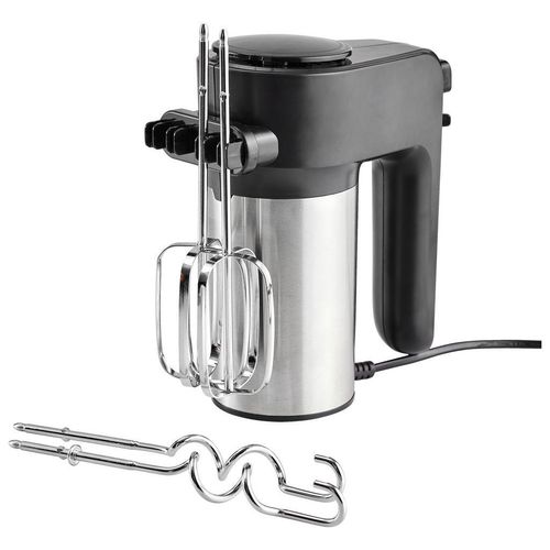 Mican Handmixer , Schwarz, Edelstahl , Metall, Kunststoff , 9x19x19 cm , Lfgb , Anschlussmöglichkeit für Stabmixerzubehör , Küchengeräte, Mixer