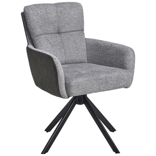 Mid.you Armlehnstuhl , Grau , Holz, Metall, Textil , Pappel , Sperrholz , Drehkreuz , 60x88x67 cm , Sitzfläche 360° drehbar, inklusive Armlehnen ,