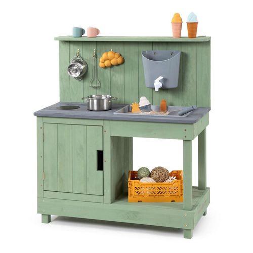 Muddy Buddy Matschküche , Jadegrün , Holz , 40x90x80 cm , Europäischer Sicherheitsstandard, EN 71, FSC , mit Holzschutz vorbehandelt , Outdoor