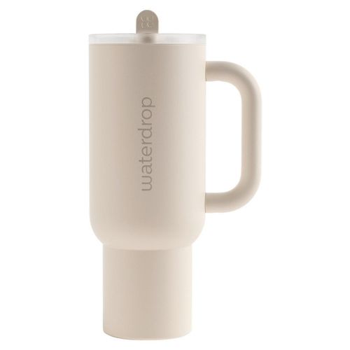 waterdrop Thermobecher , Weiß , Metall, Kunststoff , 1,1 L , doppelwandig, Tragegriff, Vakuum, 100% dicht, hält warm, kalt , Kaffee & Tee, Tassen,