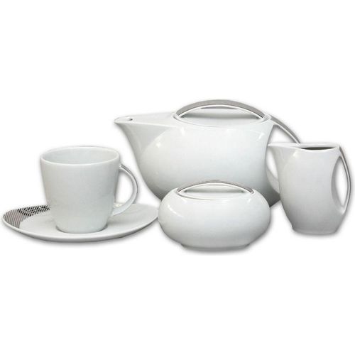 teeservice, Karlsbader Porzellan, Thun Loos, Platin, 15 Teile