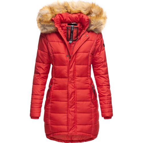 Navahoo PAPAYA Damen Winter Jacke Steppjacke Mantel Parka Kapuze Warm Gefüttert Rot Gr. 36- S