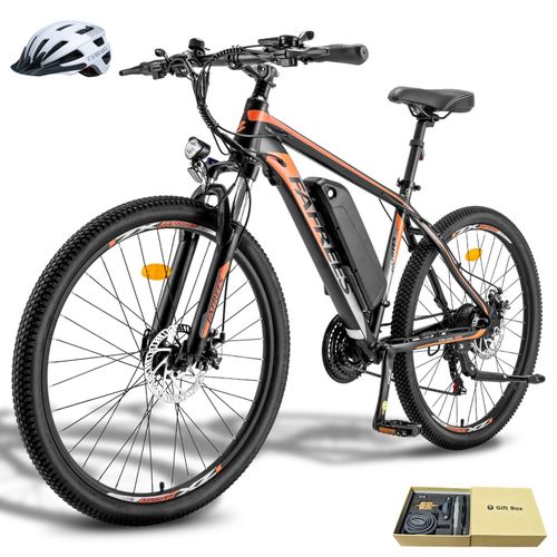 E-Bike MTB 26 Zoll Rostfreie Aluminiumlegierung Pannensichere Reifen bis zu 80 - 100 km Mountainbike mit 21 Gang Wasserdicht IP54, Orange