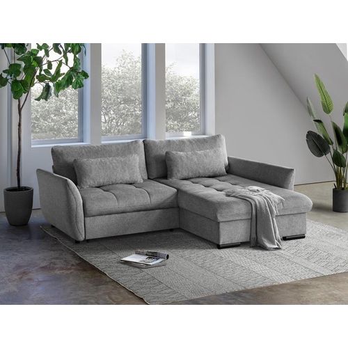 Ecksofa CAFU L - Wohnlandschaft Polstersofa Polstercouch (Grau- LOUIS 668) RECHTE SEITE
