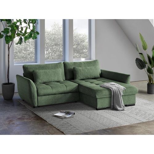Ecksofa CAFU L - Wohnlandschaft Polstersofa Polstercouch (Grün - LOUIS 627) RECHTE SEITE