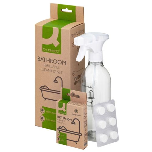 Q-Connect® KF16652 Badreiniger Sprühflasche + 6 Nachfülltabs