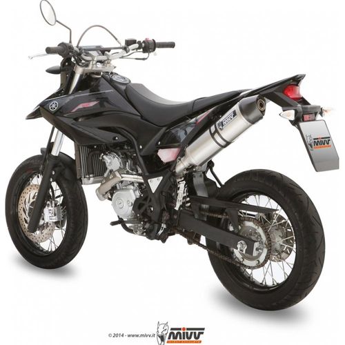 Auspuffanlage Mivv SLIP-ON Edelstahl mit Carbon Kappe Oval Stronger für Yamaha WR R / X 125 ccm Bj. 2012 - 2014