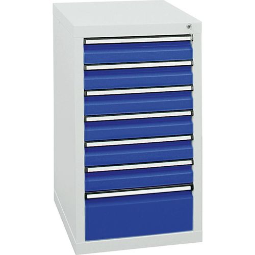 Stumpf Schubladenschrank Serie STS 410, 7 Schubladen enzianblau (6x100, 1x200mm)