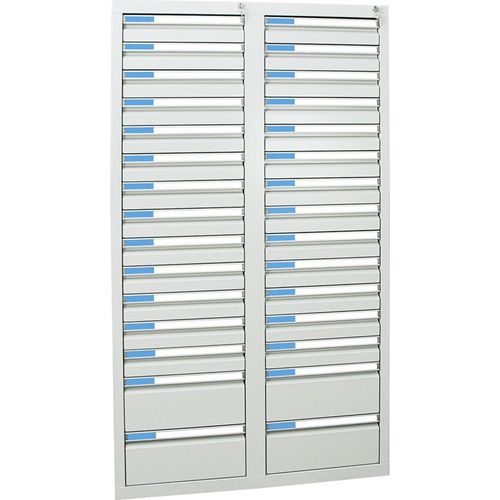 Stumpf Schubladenschrank Serie ESTA, 30 Schubladen lichtgrau (26x100, 4x200mm)