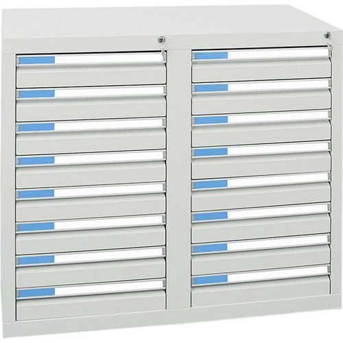 Stumpf Schubladenschrank Serie ESTA, 16 Schubladen lichtgrau (16x100mm)