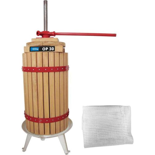 Güde XXL Obstpresse 30 Liter | amerikanische Eiche | incl. Presstuch und Querhölzer | stabile Spindel und Kurbel | Saftpresse Beerenpresse Weinpresse Maischepresse