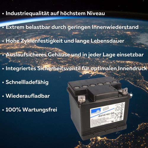 Sonnenschein Bleigel Akku 12V 40Ah Dryfit A512/40G6 M6 VDS Zulassung G191050