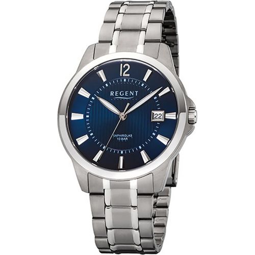 Regent Titan Herren Uhr F-1111 Quarzuhr Armband silber grau D2URF1111