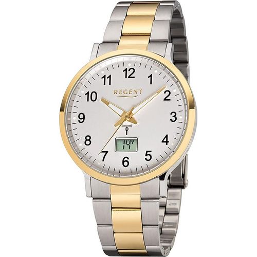 Regent Metall Herren Uhr FR-245 Analog-Digital Armbanduhr silber Funkuhr D2URFR245