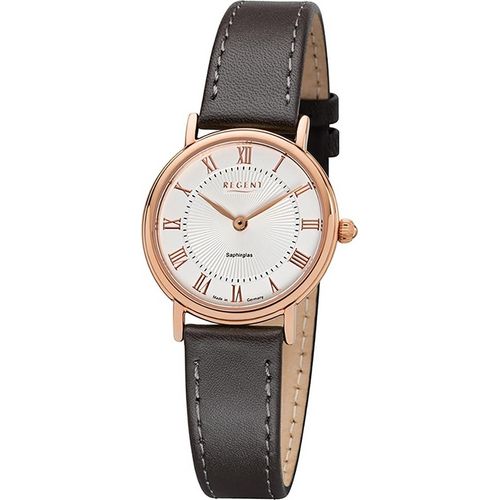 Regent Leder Damen Uhr GM-1604 Analog Armband-Uhr grau Lederarmband D2URGM1604