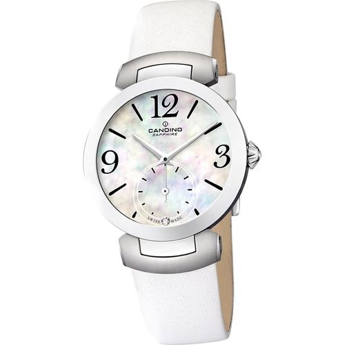 Candino Elegance Leder Quarz Damen Uhr C4498/1 Armband-Uhr Analog weiß D2UC4498/1