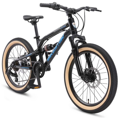 BIKESTAR Alu Kinder Jugend Mountainbike Vollgefedert, 7 Gang Shimano, 20 Zoll ab 6 - 7 Jahre | Fully MTB Scheibenbremse | Grün
