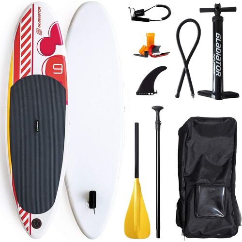 Gladiator Kids 9'0 SUP Stand Up Paddle Board für Jugendliche und Damen | Stand Up Paddelboard für Kinder | Paket inklusive Paddel, Tasche, Pumpe und Leash | 275x76x12 cm