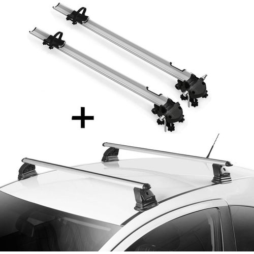 2x Fahrradträger Bike Pro + Dachträger VDP EVO ALU kompatibel mit für Mazda 2 (DE) 3-5 Türer 2007-2015