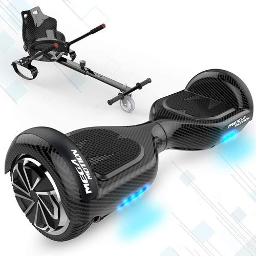 MEGA MOTION 6.5 Hoverboard mit sitz hoverkart GO-Kart für Kinder mit LED Leuchten & Bluetooth Musik Skateboard