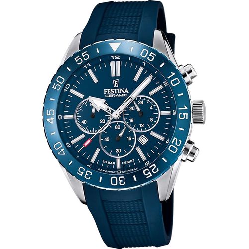 Festina Silikon Elegant Herren Uhr F20515/1 Armband-Uhr blau Keramik D2UF20515/1
