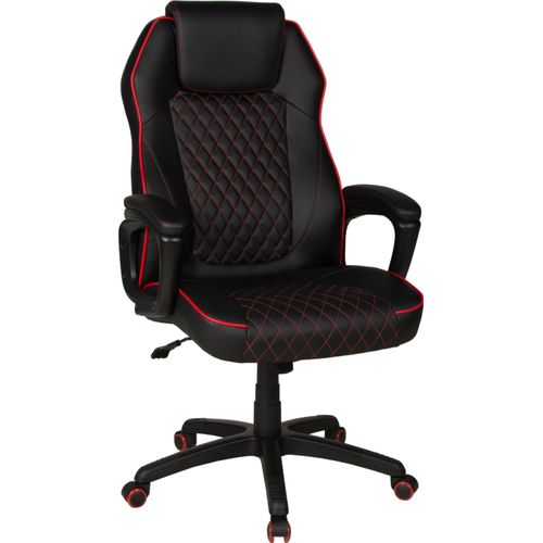 Bürostuhl - Schwarz - Rot - Kunstleder - mit Armlehnen