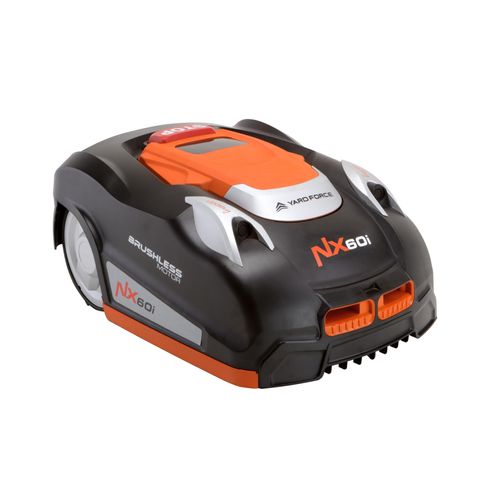Yard Force NX60i Mähroboter (bis zu 600 m², mit Wi-Fi-Anschluss, App, iRadar-Ultraschallsensor, de Funktion, de Kanten schneiden, de Bedienfeld LCD mit Zifferntastatur), schwarz/orange
