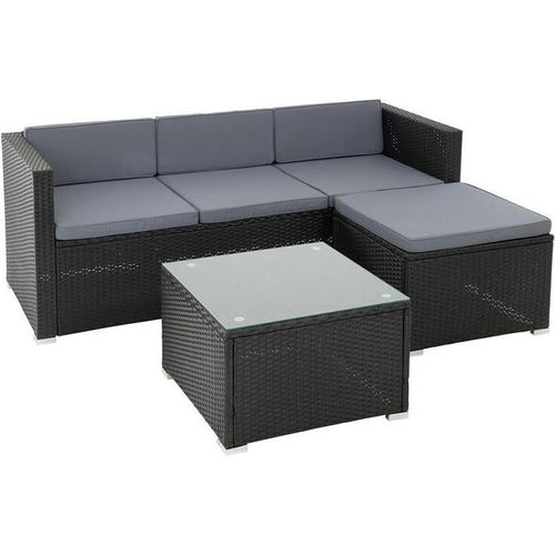 Rattan Lounge Sitzgruppe Gartenmöbel Set Sofa Couch 3-Sitzer schwarz Rattanmöbel